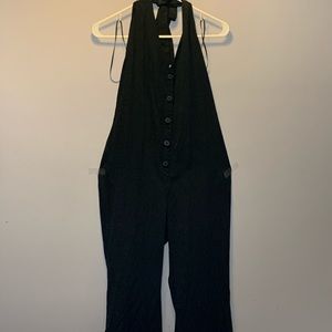 HALTER BUTTON DOWN JUMPSUIT